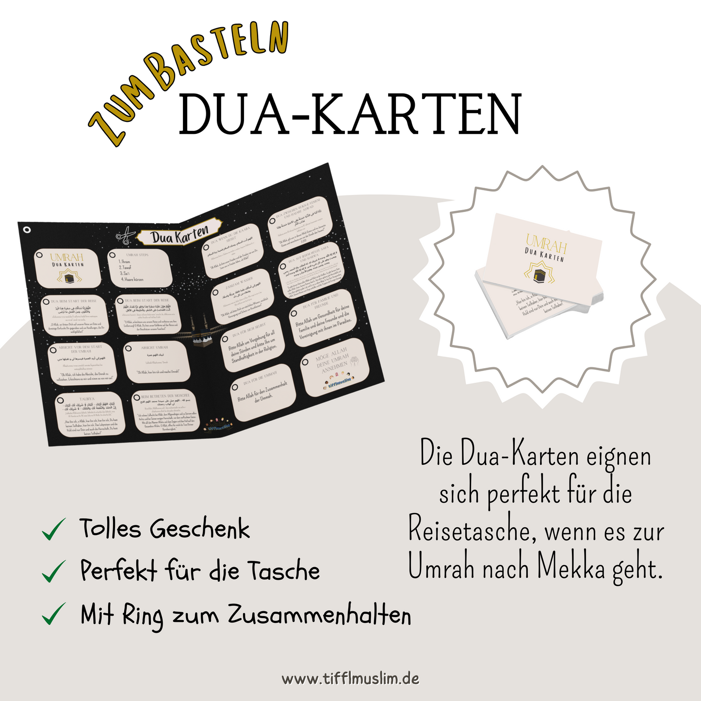 Dua-Karten mit Bittgebeten für die Umrah-Reise