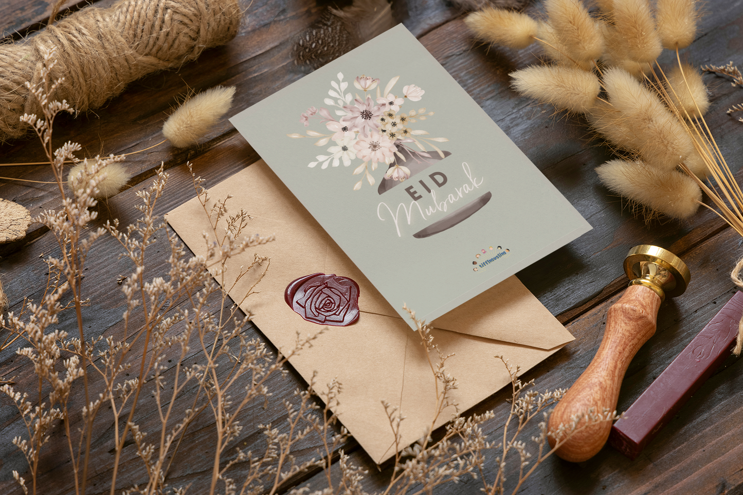 Set Floral - Eid-Grußkarte mit Umschlag